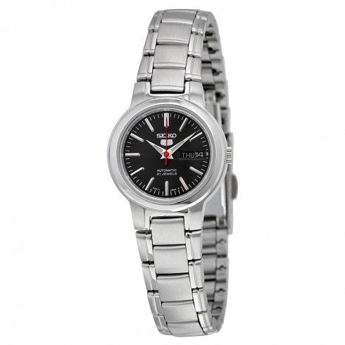 Seiko 5 Black Dial Stainless Steel Automatic Ladies Watch SYME43 watches
