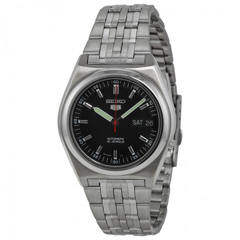 Seiko 5 Black Dial Stainless Steel Automatic Men's Watch SNK649 watches