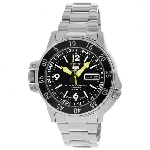 Seiko 5 Black Dial Stainless Steel Compass Automatic Men's Watch SKZ211J1 watches