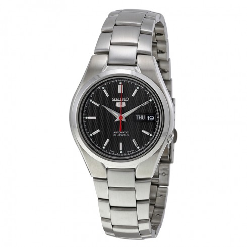 Seiko 5 Black Dial Stainless Steel Men's Watch SNK607 watches