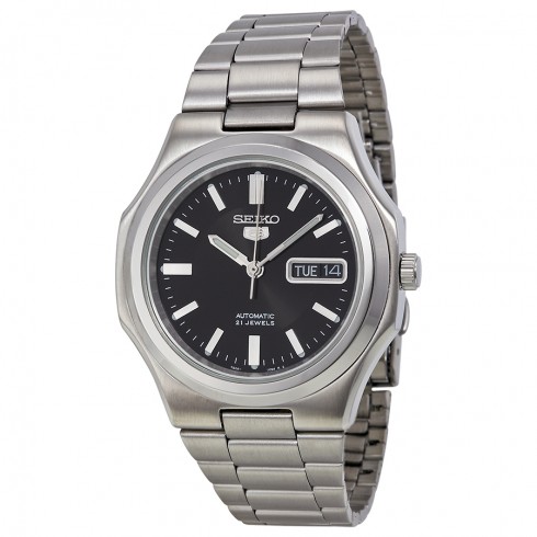 Seiko 5 Black Dial Stainless Steel Men's Watch SNKK47 watches