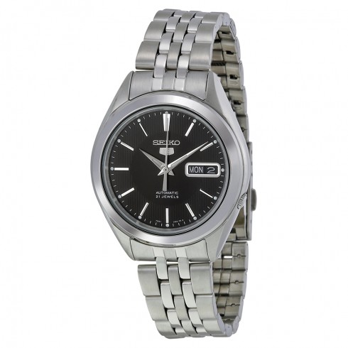 Seiko 5 Black Dial Stainless Steel Men's Watch SNKL23 watches