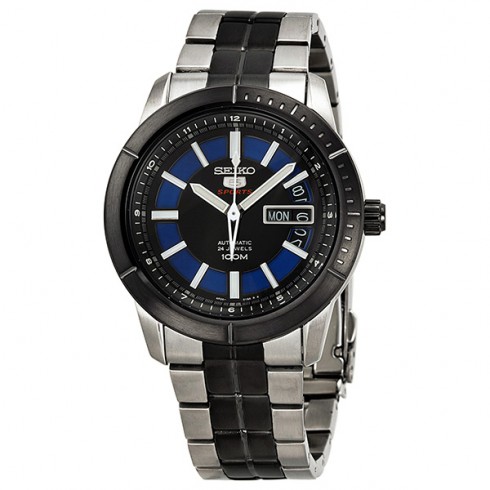 Replica Seiko 5 Blue and Black Dial Two-tone Stainless Steel Men's Watch SRP343 Watch