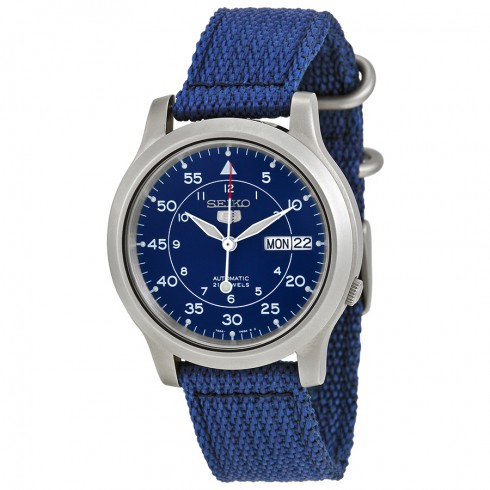 Seiko 5 Blue Dial Blue Canvas Men's Watch SNK807 watches