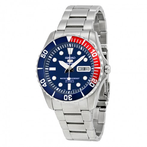 Seiko 5 Blue Dial Diver Stainless Steel Automatic Men's Watch SNZF15 watches
