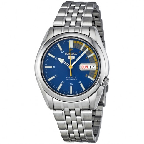 Seiko 5 Blue Dial Stainless Steel Automatic Men's Watch SNK371 watches