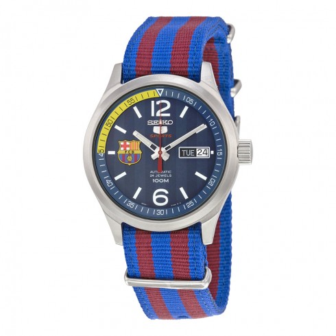 Seiko 5 FC Barcelona Blue Dial Nylon Strap Automatic Men's Watch SRP303 watches