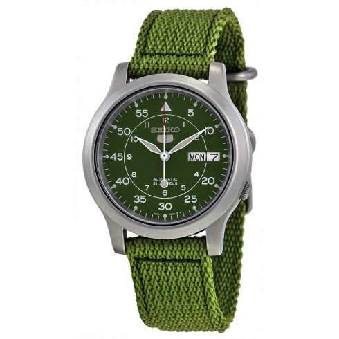 Seiko 5 Green Dial Green Canvas Men's Watch SNK805 watches