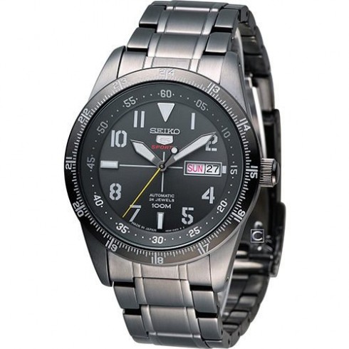 Seiko 5 Sport Automatic Black Dial Black Ion-plated Men's Watch SRP521 watches