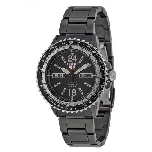 Seiko 5 Sport Automatic Black Dial Black PVD Stainless Steel Men's Watch SRP355 watches