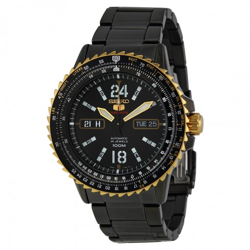 Seiko 5 Sport Automatic Black Dial Black PVD Stainless Steel Men's Watch SRP356 watches
