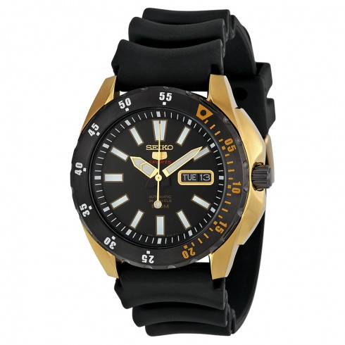 Seiko 5 Sport Automatic Black Dial Black Rubber Men's Watch SRP364 watches
