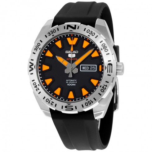 Seiko 5 Sport Automatic Black Dial Black Rubber Men's Watch SRP741 watches