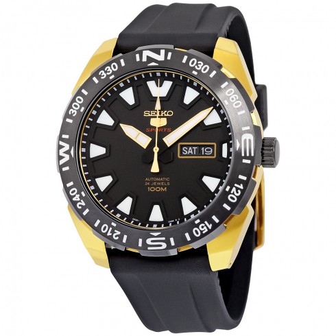 Seiko 5 Sport Automatic Black Dial Black Rubber Men's Watch SRP750 watches