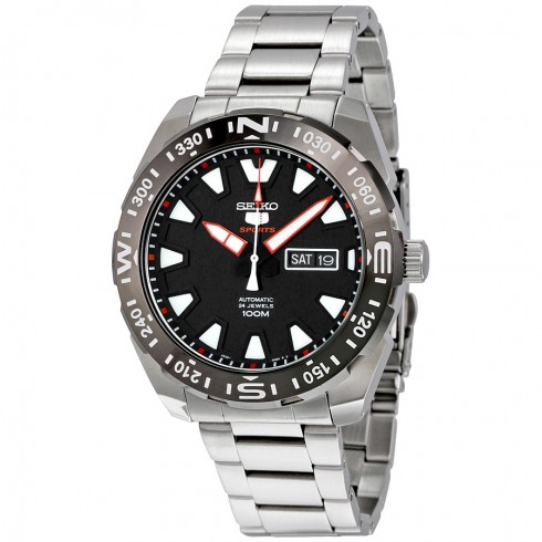 Seiko 5 Sport Automatic Black Dial Stainless Steel Men's Watch SRP743 watches