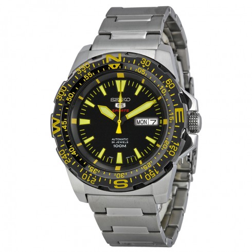 Seiko 5 Sport Automatic Black Dial Stainless Steel Men's Watch SRP5 watches