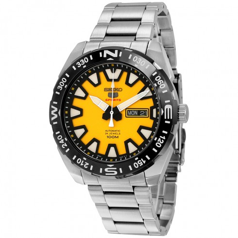 Seiko 5 Sport Automatic Yellow and Black Dial Stainless Steel Men's Watch SRP745 watches