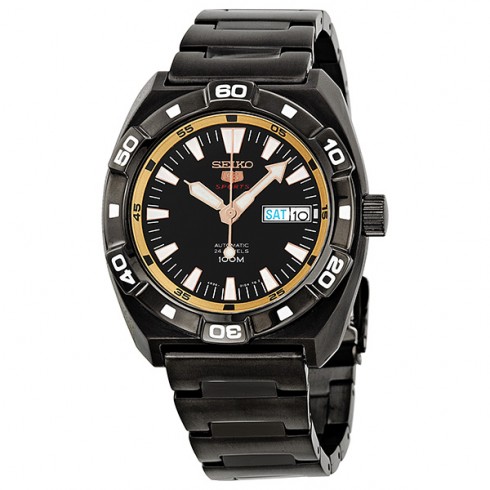 Seiko 5 Sports Automatic black Dial Black PVD Men's Watch SRP287 watches