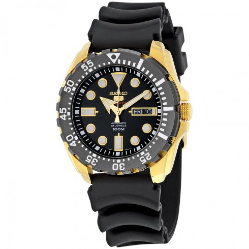 Seiko 5 Sports Automatic Black Dial Black Rubber Men's Sports Watch SRP608 watches