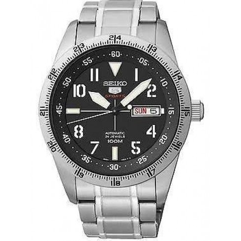 Seiko 5 Sports Automatic Black Dila Stainless Steel Men's Watch SRP513 watches