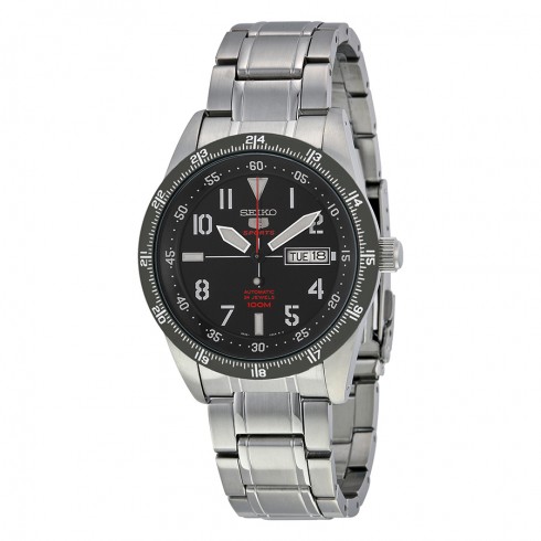 Seiko 5 Sports Automatic Black Dila Stainless Steel Men's Watch SRP519 watches