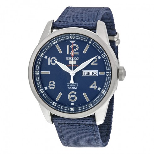 Seiko 5 Sports Automatic Blue Dial Blue Canvas Men's Watch SRP623 watches