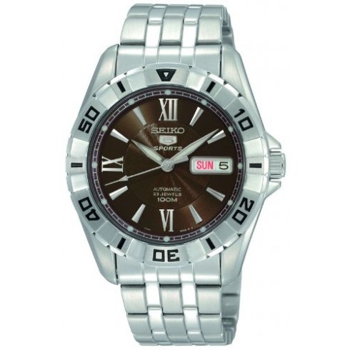 Seiko 5 Sports Automatic Brown Dial Stainless Steel Men's Watch SNZH81 watches
