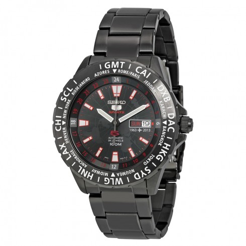 Seiko 5 Sports Black Dial Black-Tone Stainless Steel Men's Watch SRP437 watches