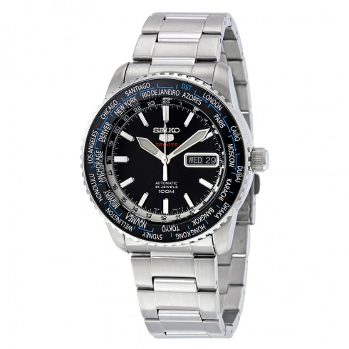 Seiko 5 Sports Black Dial Stainless Steel Men's Watch SRP127 watches