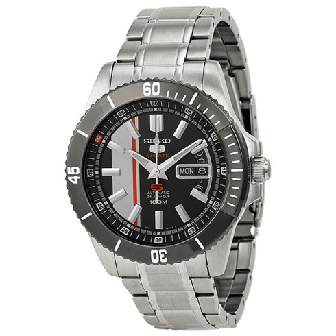 Seiko 5 Sports Black Dial Stainless Steel Men's Watch SRP427 watches