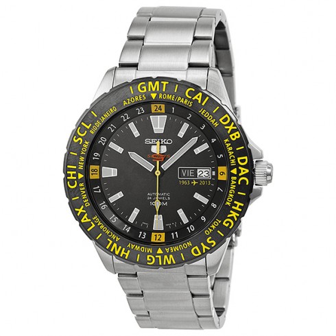 Seiko 5 Sports Black Dial Stainless Steel Men's Watch SRP435 watches
