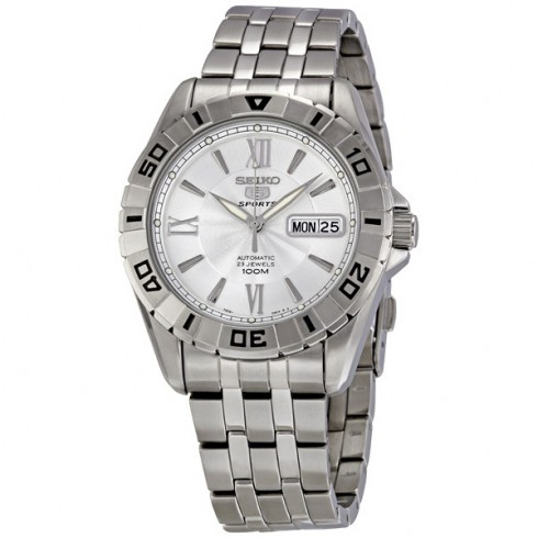 Seiko 5 Sports Silver Dial Automatic Men's Watch SNZH79 watches