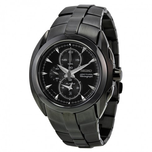 Seiko Arctura Chronograph Black Dial Black Ion-plated Men's Watch SNAD11 watches