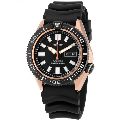Seiko Automatic Black Dial Black Rubber Men's Watch SKZ330 watches