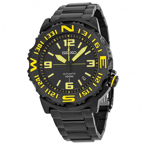 Seiko Automatic Compass Bezel Black Ion-plated Men's Watch SRP449 watches