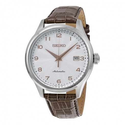 Seiko Automatic Silver Dial Brown Leather Men's Watch SRP705 watches