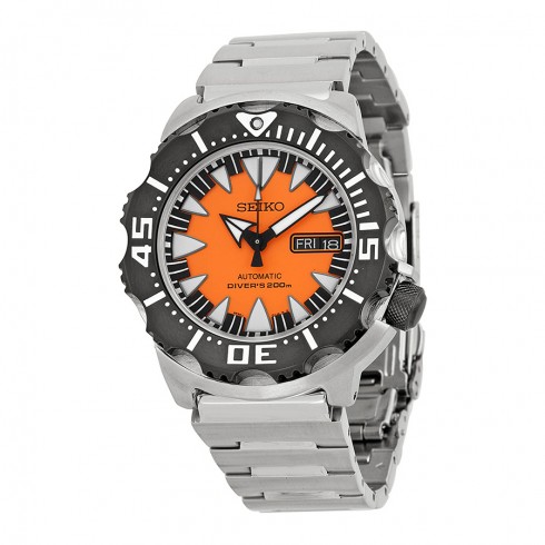 Replica Seiko Black and Orange Dial Stainless Steel Men's Watch SRP315K2 Watch