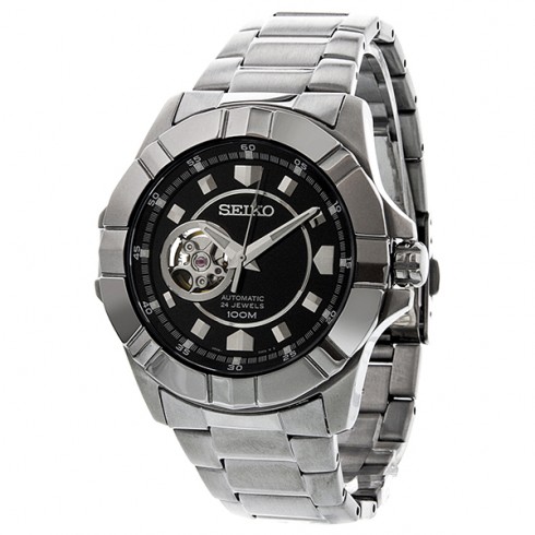 Seiko Black Dial Automatic Stainless Steel Men's Watch SSA073 watches