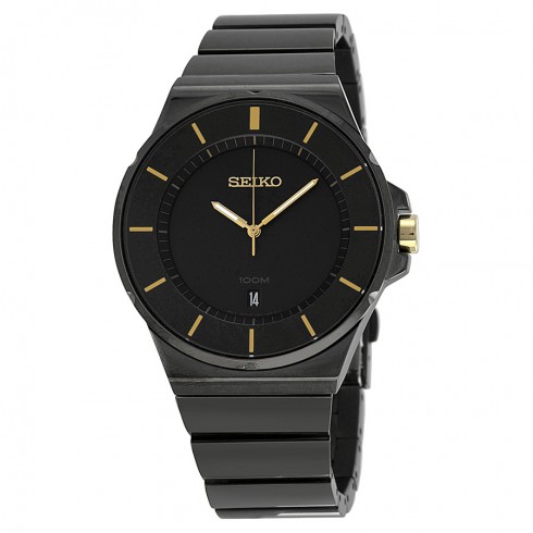 Seiko Black Dial Black Ion-plated Men's Watch SGEG19 watches