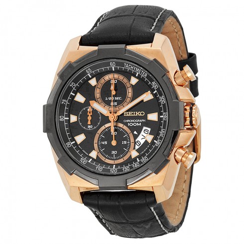 Seiko Black Dial Black Leather Men's Watch SNDD56 watches