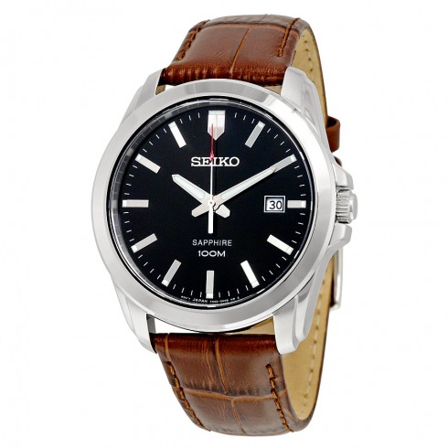 Seiko Black Dial Brown Leather Men's Watch SGEH49P2 watches
