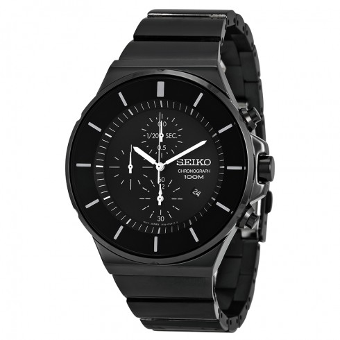 Seiko Black Dial Chronograph Black PVD Stainless Steel Men's Watch SNDD83 watches