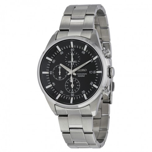 Seiko Black Dial Chronograph Stainless Steel Men's Watch SNDC81 watches