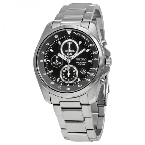 Seiko Black Dial Chronograph Stainless Steel Men's Watch SNDD63 watches