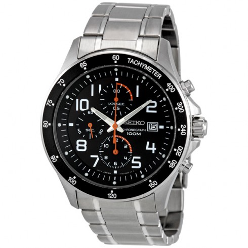 Seiko Black Dial Chronograph Stainless Steel Men's Watch SNDA83 watches