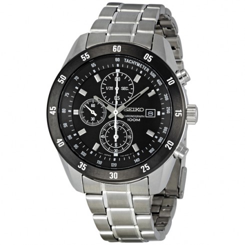 Seiko Black Dial Chronograph Stainless Steel Men's Watch SNDC47 watches