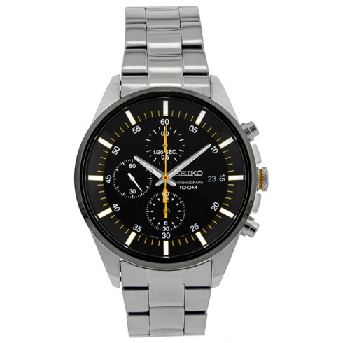 Seiko Black Dial Chronograph Stainless Steel Men's Watch SNDC85 watches