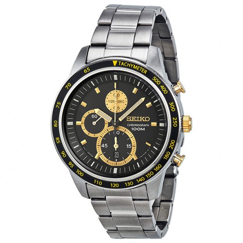 Seiko Black Dial Chronograph Stainless Steel Men's Watch SNDD87 watches