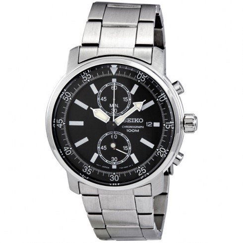 Seiko Black Dial Chronograph Stainless Steel Men's Watch SNN223 watches