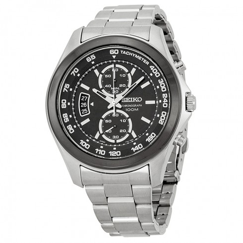 Seiko Black Dial Chronograph Stainless Steel Men's Watch SNN257 watches
